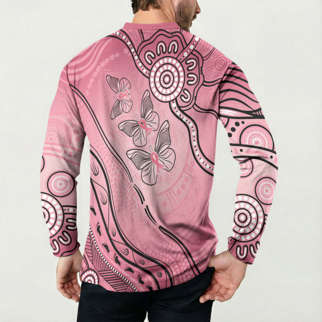 Pink Aboriginal Butterfly Ribbon Cancer Button Sweatshirt