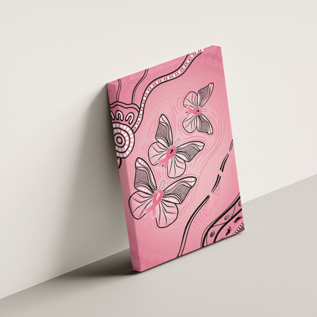 Pink Aboriginal Butterfly Ribbon Cancer Canvas Wall Art