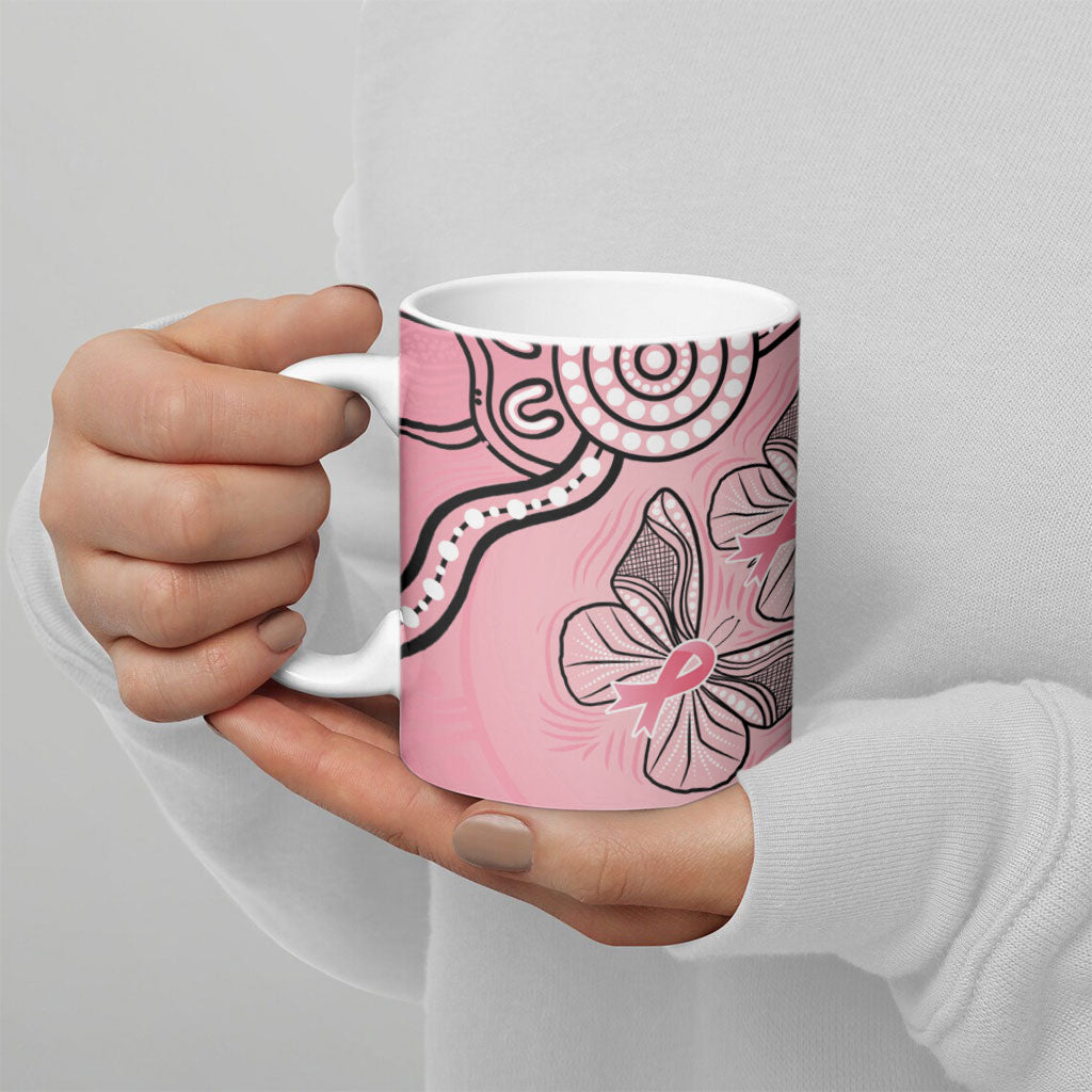 Pink Aboriginal Butterfly Ribbon Cancer Ceramic Mug