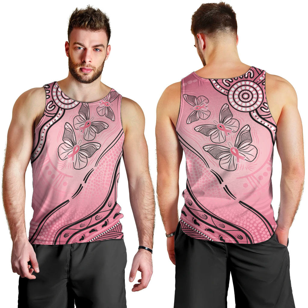 Pink Aboriginal Butterfly Ribbon Cancer Men Tank Top