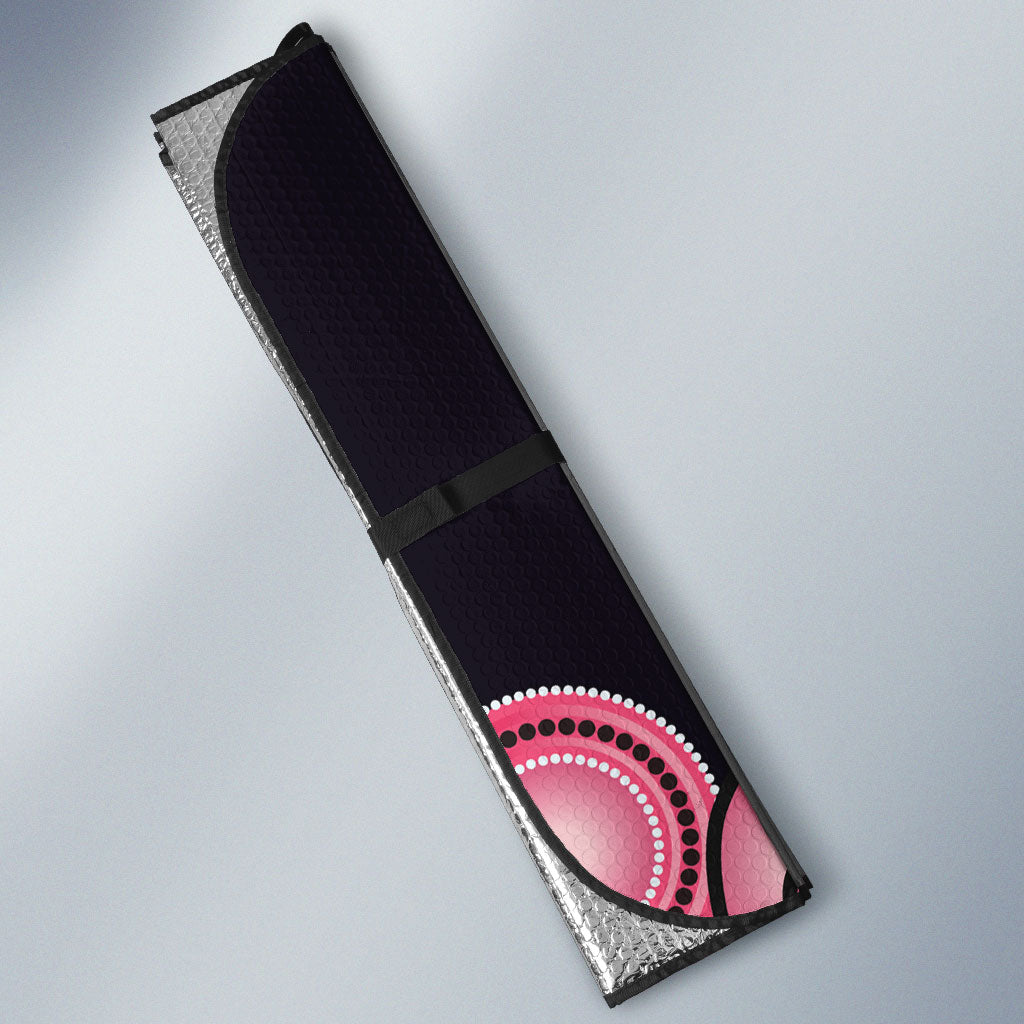 Think Pink Butterfly Ribbon Aboriginal Art Auto Sun Shade