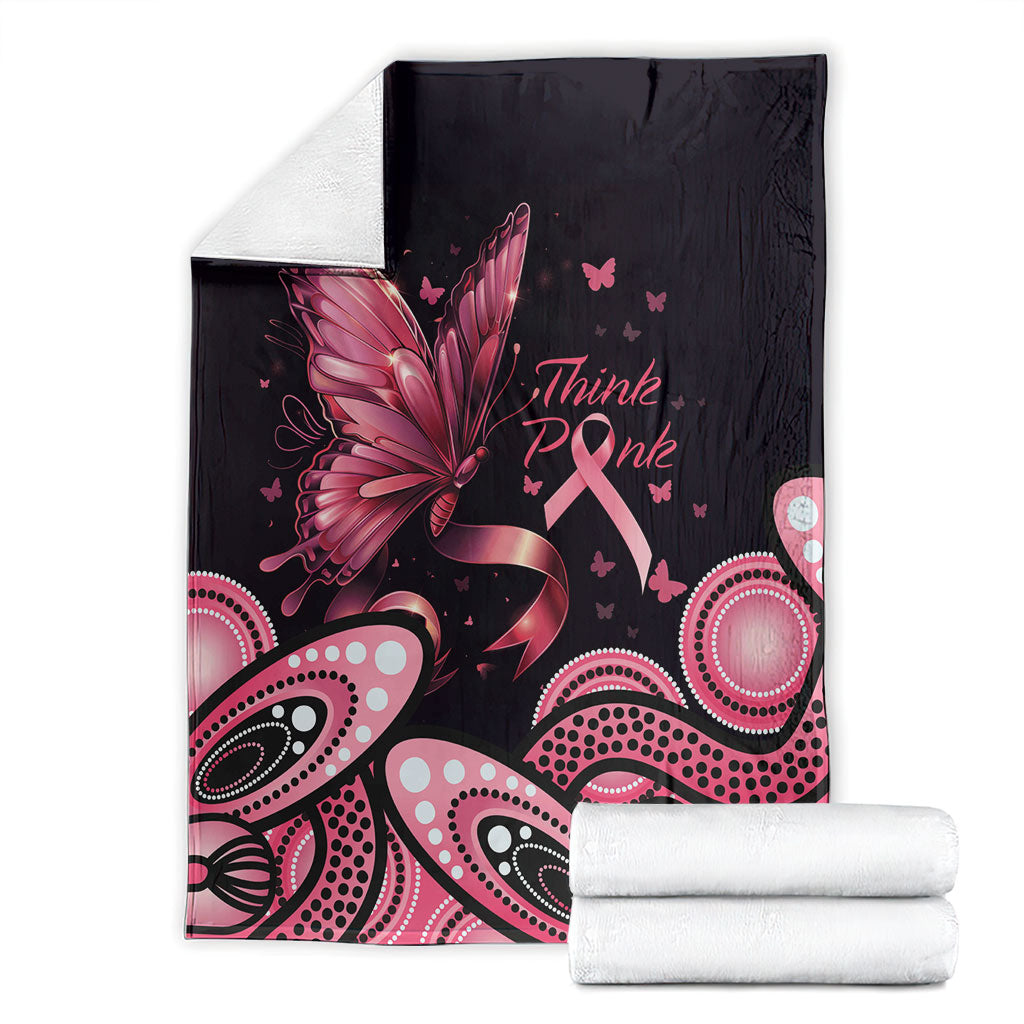 Think Pink Butterfly Ribbon Aboriginal Art Blanket