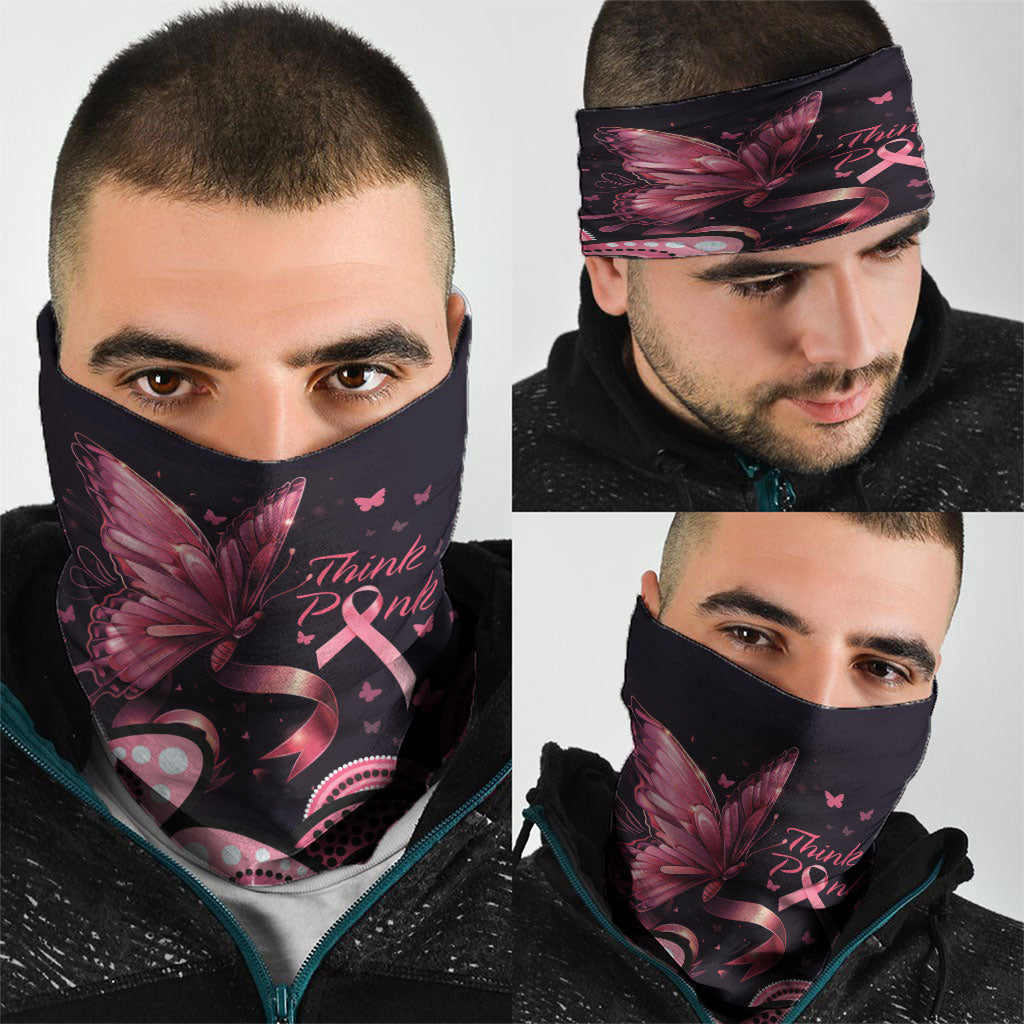 Think Pink Butterfly Ribbon Aboriginal Art Neck Gaiter