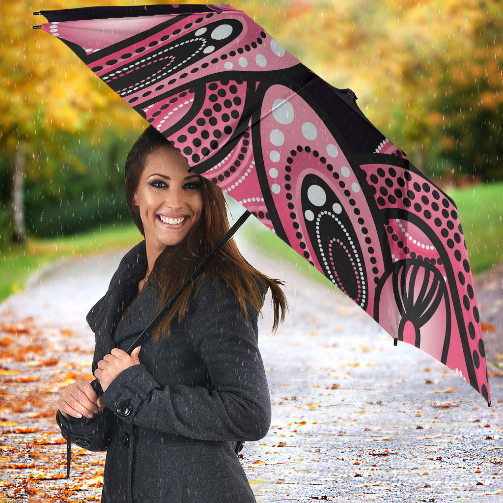 Think Pink Butterfly Ribbon Aboriginal Art Umbrella
