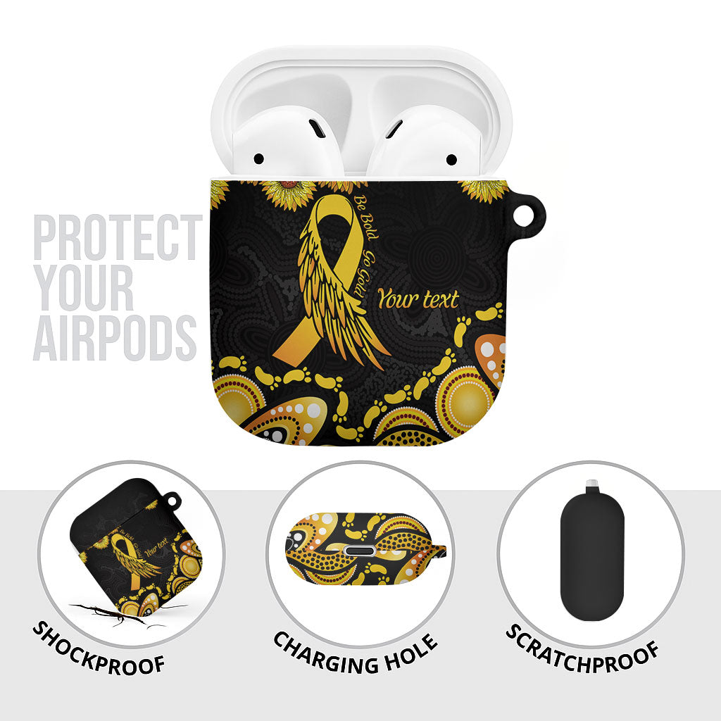 Be Bold Go Gold Aboriginal Ribbon Childhood Personalised AirPods Case