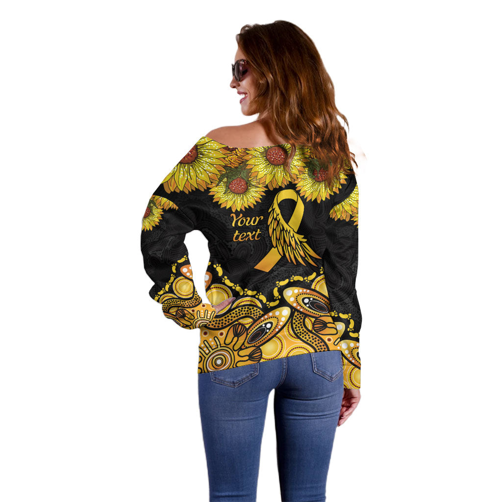 Be Bold Go Gold Aboriginal Ribbon Childhood Personalised Off Shoulder Sweater