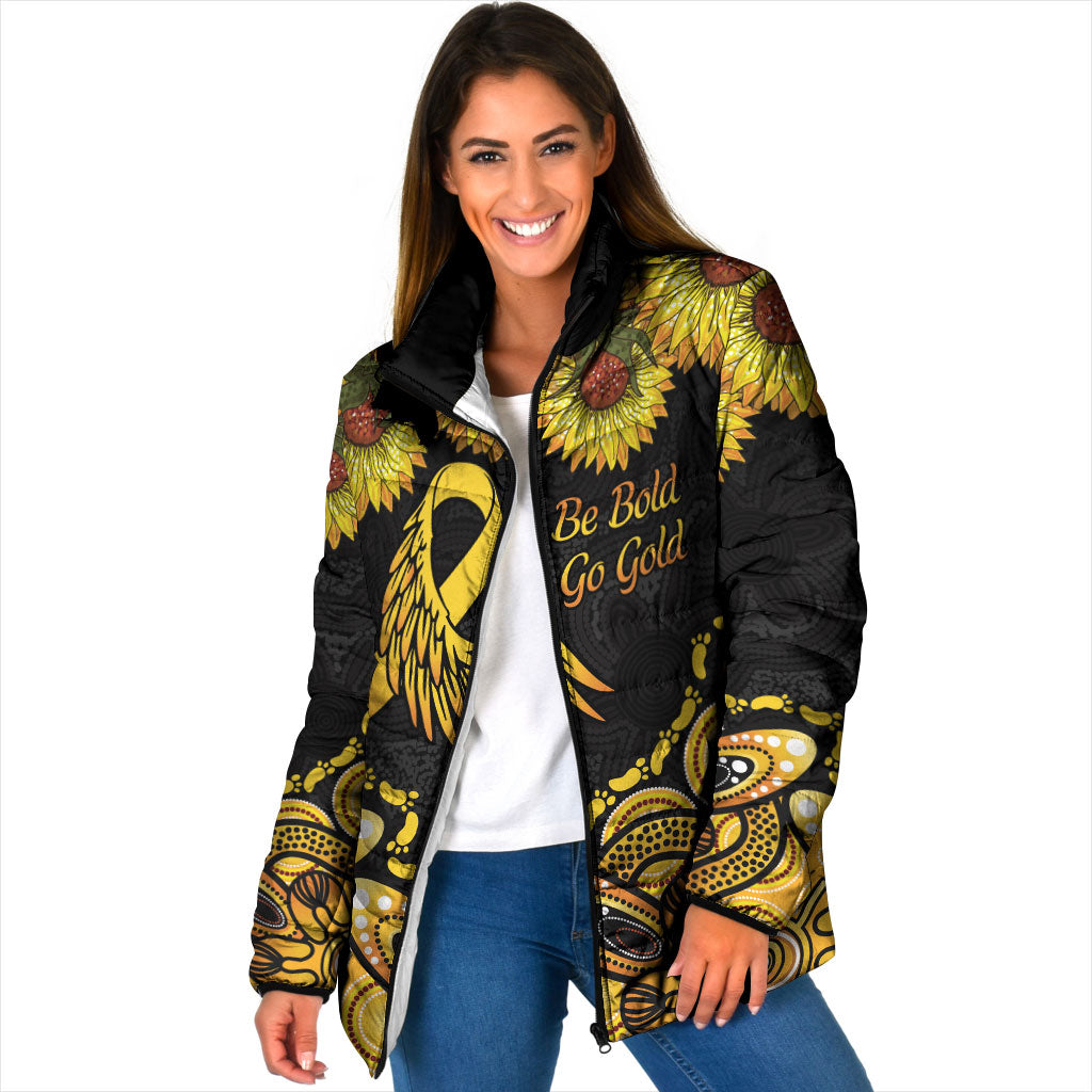 Be Bold Go Gold Aboriginal Ribbon Childhood Personalised Padded Jacket