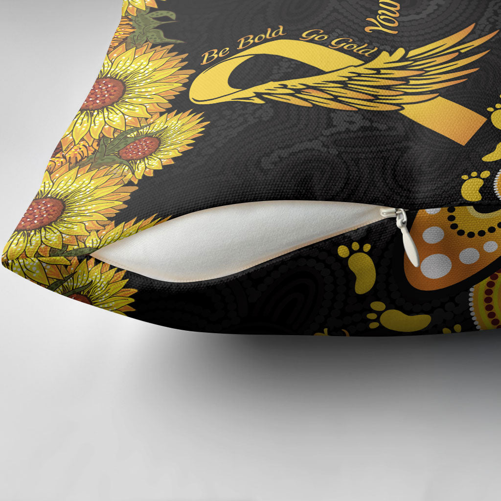 Be Bold Go Gold Aboriginal Ribbon Childhood Personalised Pillow Cover