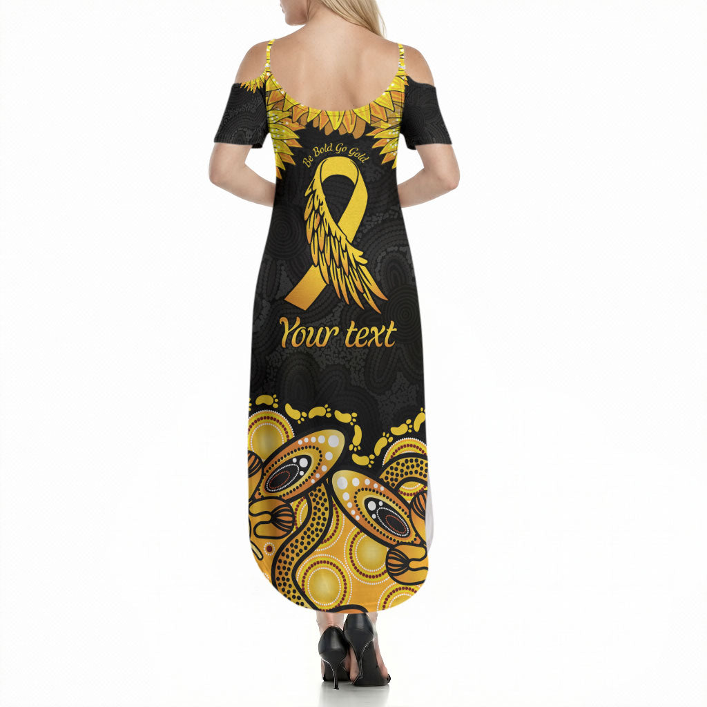 Be Bold Go Gold Aboriginal Ribbon Childhood Personalised Summer Maxi Dress