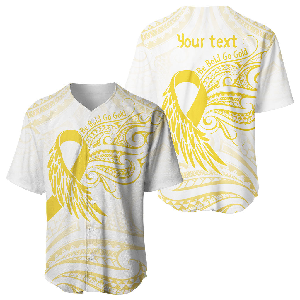 Be Bold Go Gold Polynesian Ribbon Childhood Personalised Baseball Jersey