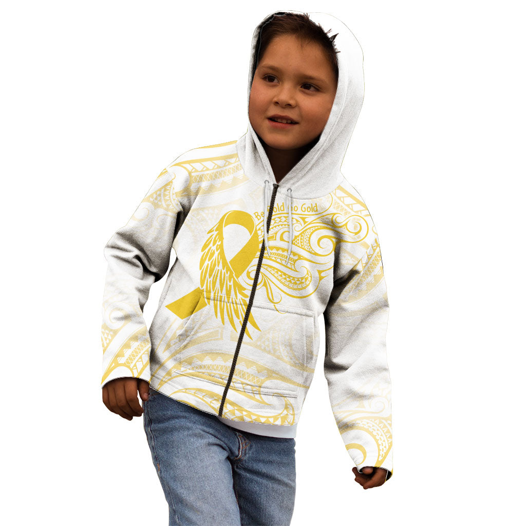 Be Bold Go Gold Polynesian Ribbon Childhood Personalised Kid Hoodie