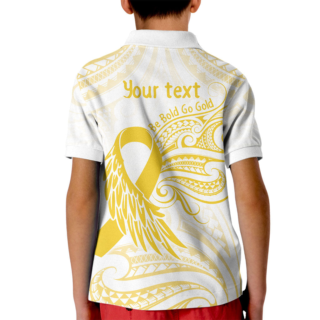 Be Bold Go Gold Polynesian Ribbon Childhood Personalised Kid Polo Shirt