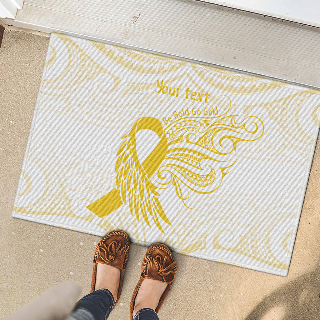Be Bold Go Gold Polynesian Ribbon Childhood Personalised Rubber Doormat