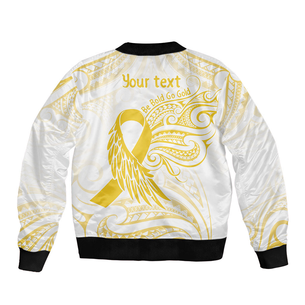 Be Bold Go Gold Polynesian Ribbon Childhood Personalised Sleeve Zip Bomber Jacket