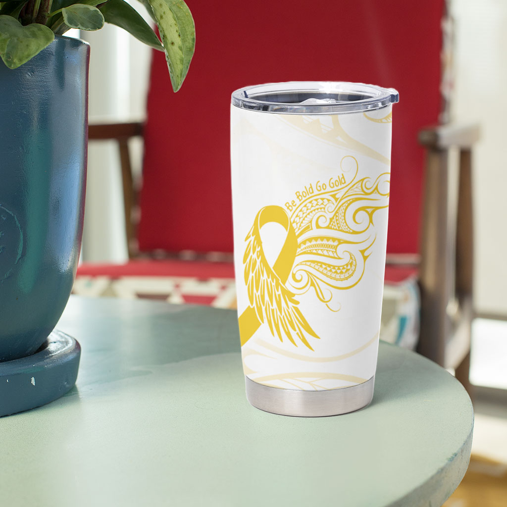 Be Bold Go Gold Polynesian Ribbon Childhood Personalised Tumbler Cup
