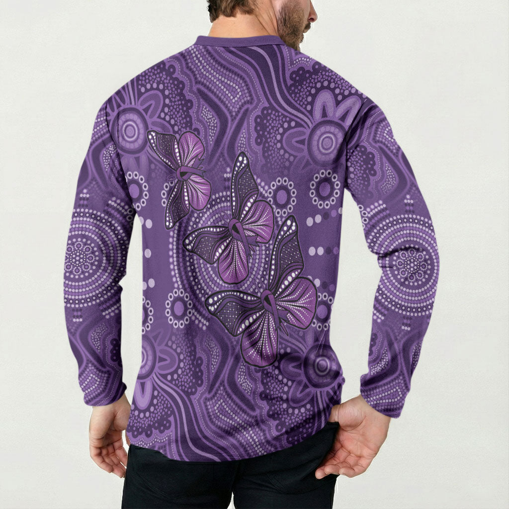 Australia Epilepsy Support Purple Butterfly Strength Button Sweatshirt