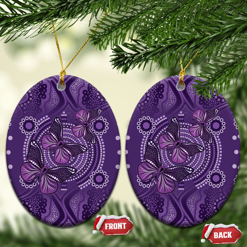 Australia Epilepsy Support Purple Butterfly Strength Ceramic Ornament
