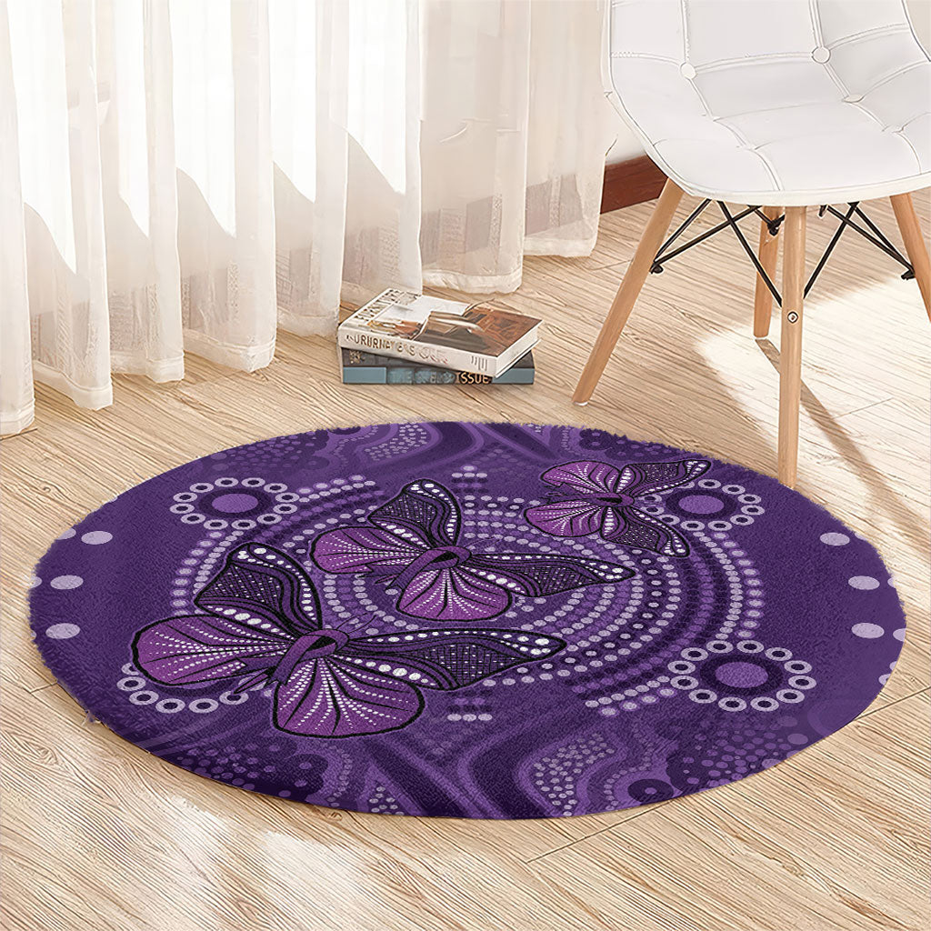 Australia Epilepsy Support Purple Butterfly Strength Round Carpet