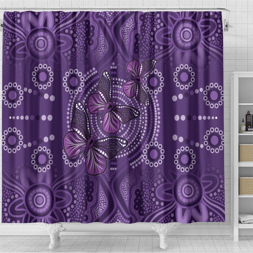 Australia Epilepsy Support Purple Butterfly Strength Shower Curtain