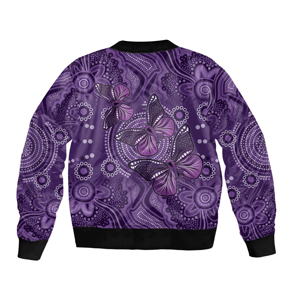 Australia Epilepsy Support Purple Butterfly Strength Sleeve Zip Bomber Jacket