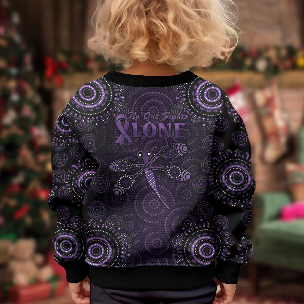 Australia Epilepsy Support Purple Purple Dragonfly Kid Ugly Christmas Sweater Aboriginal of Hope