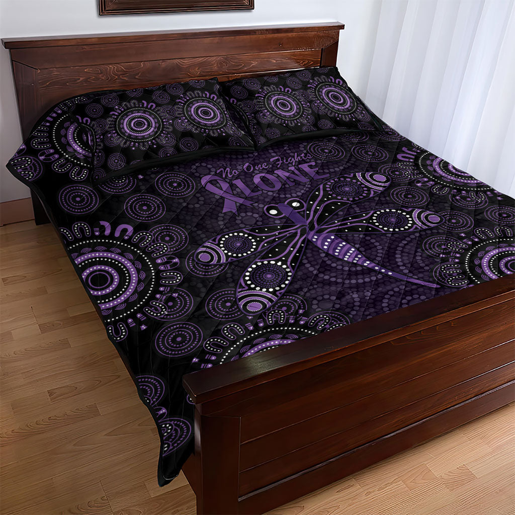 Australia Epilepsy Support Purple Dragonfly Quilt Bed Set Aboriginal of Hope