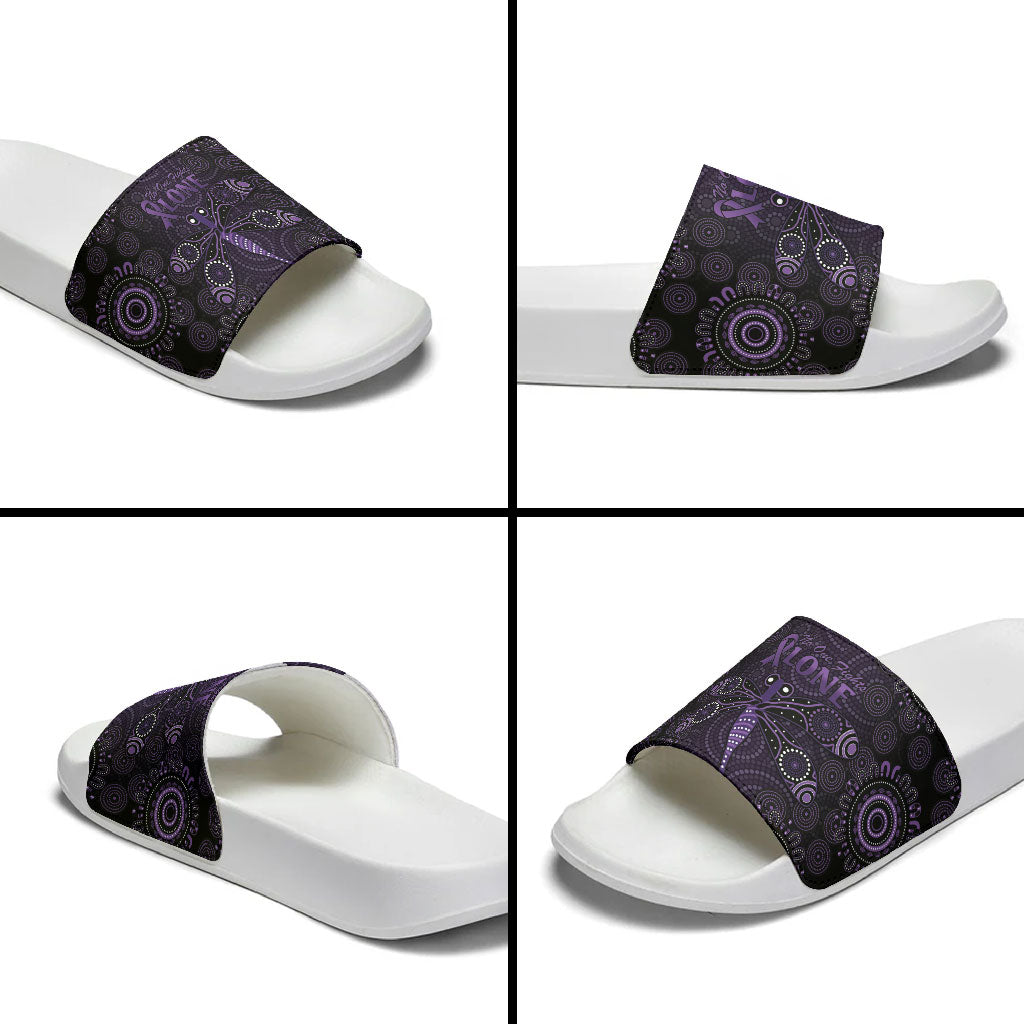 Australia Epilepsy Support Purple Dragonfly Slide Sandals Aboriginal of Hope