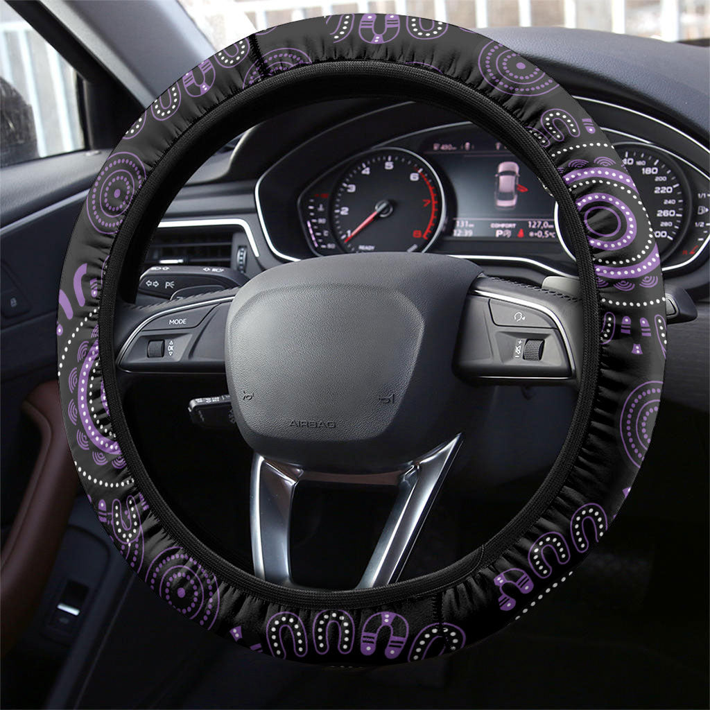 Australia Epilepsy Support Purple Dragonfly Steering Wheel Cover Aboriginal of Hope