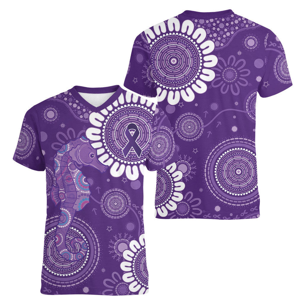 Sea Horse Australia Epilepsy Support Women V-Neck T-Shirt