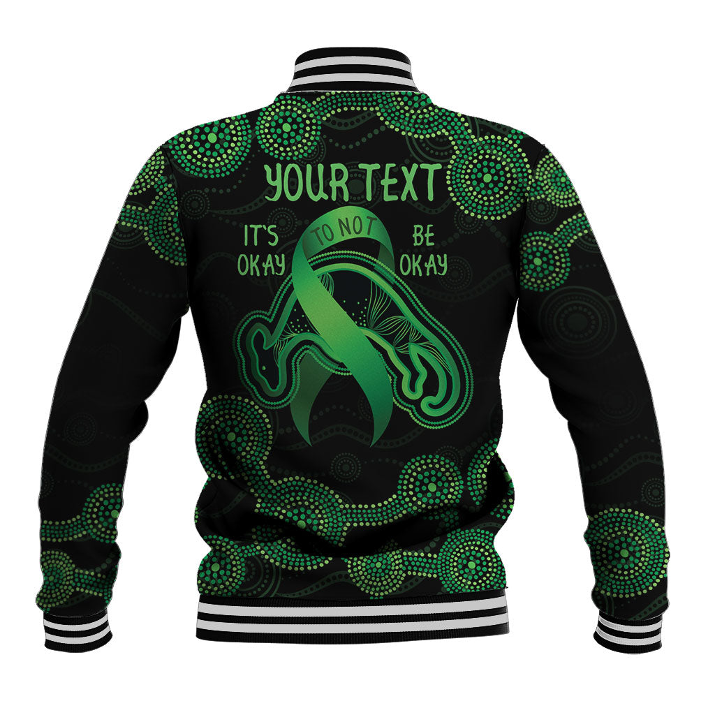 Green Kangaroo Ribbon Aboriginal Personalised Baseball Jacket Depression Support Hope And Healing