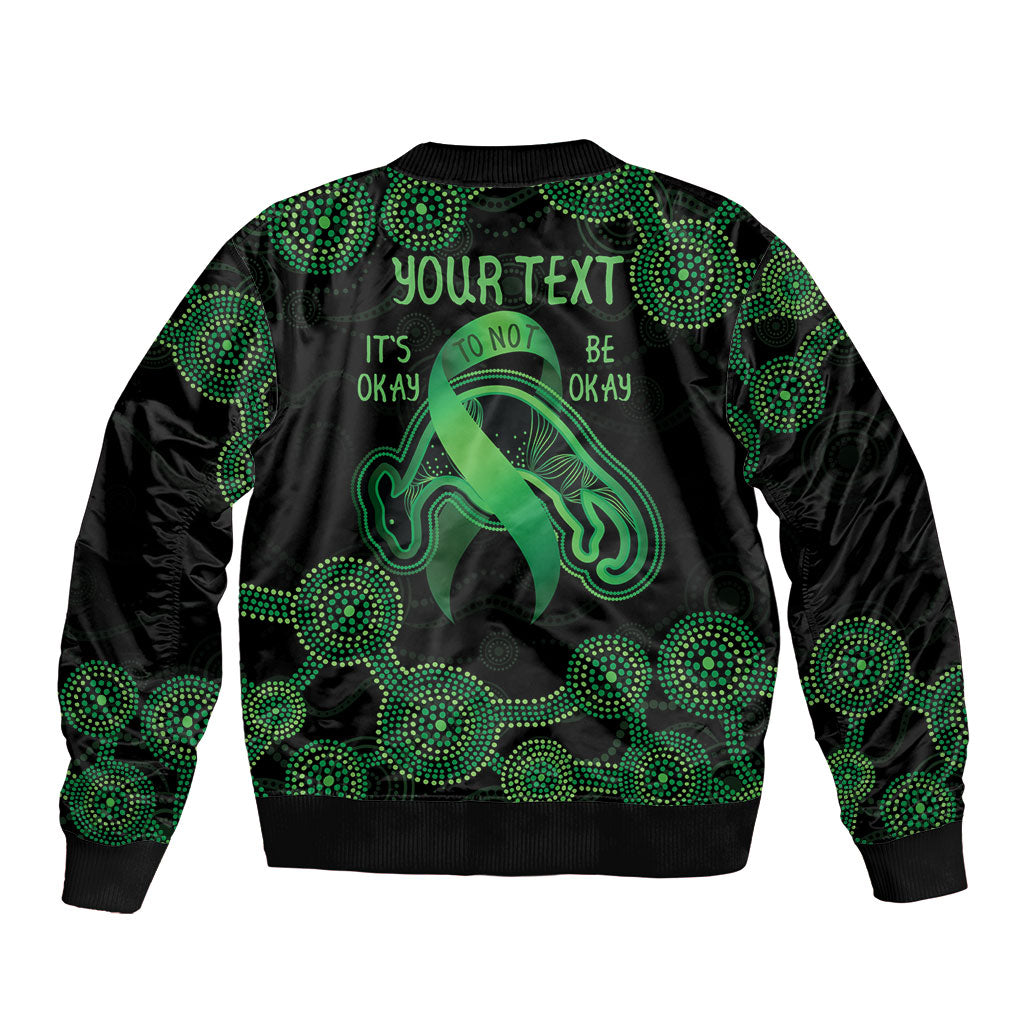 Green Kangaroo Ribbon Aboriginal Personalised Bomber Jacket Depression Support Hope And Healing