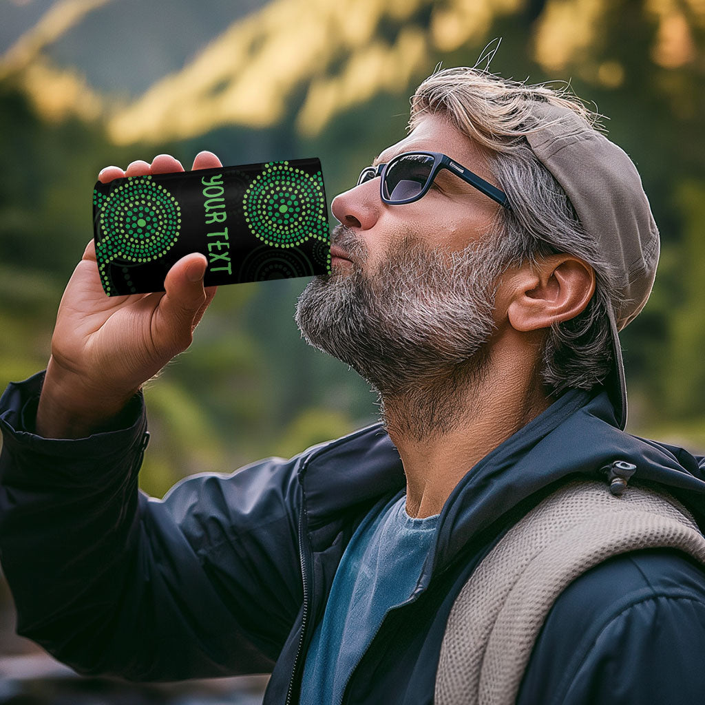 Green Kangaroo Ribbon Aboriginal Personalised 4 in 1 Can Cooler Tumbler Depression Support Hope And Healing