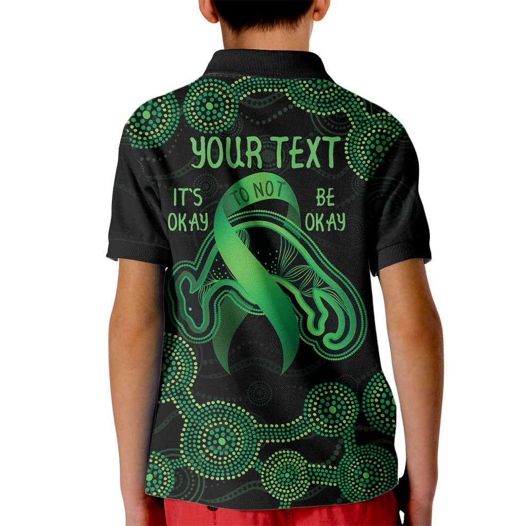 Green Kangaroo Ribbon Aboriginal Personalised Kid Polo Shirt Depression Support Hope And Healing