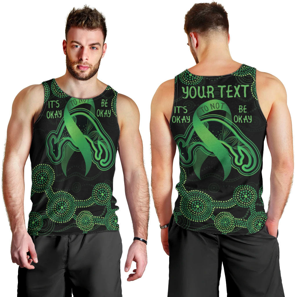 Green Kangaroo Ribbon Aboriginal Personalised Men Tank Top Depression Support Hope And Healing