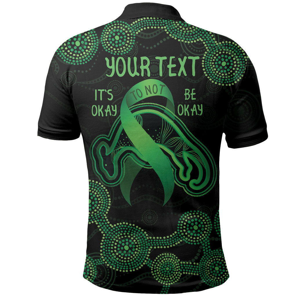 Green Kangaroo Ribbon Aboriginal Personalised Polo Shirt Depression Support Hope And Healing