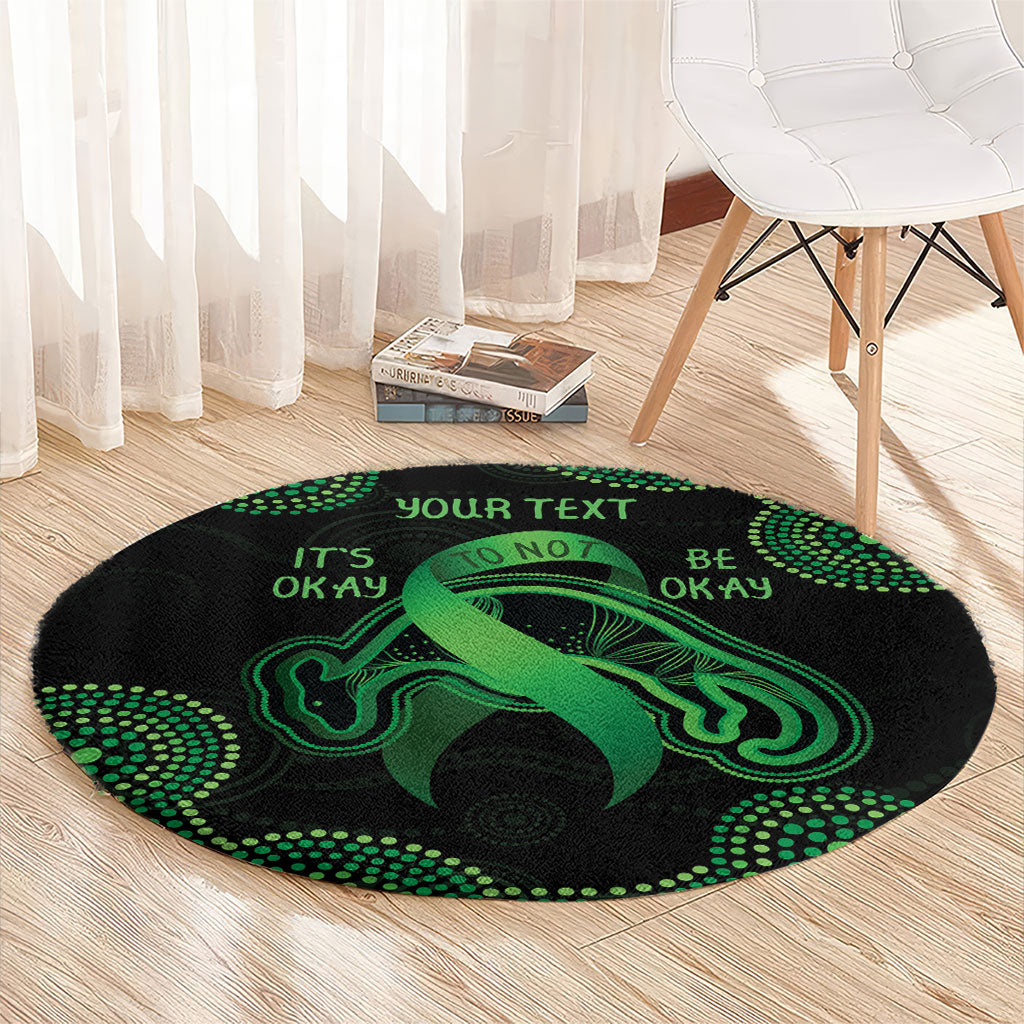 Green Kangaroo Ribbon Aboriginal Personalised Round Carpet Depression Support Hope And Healing