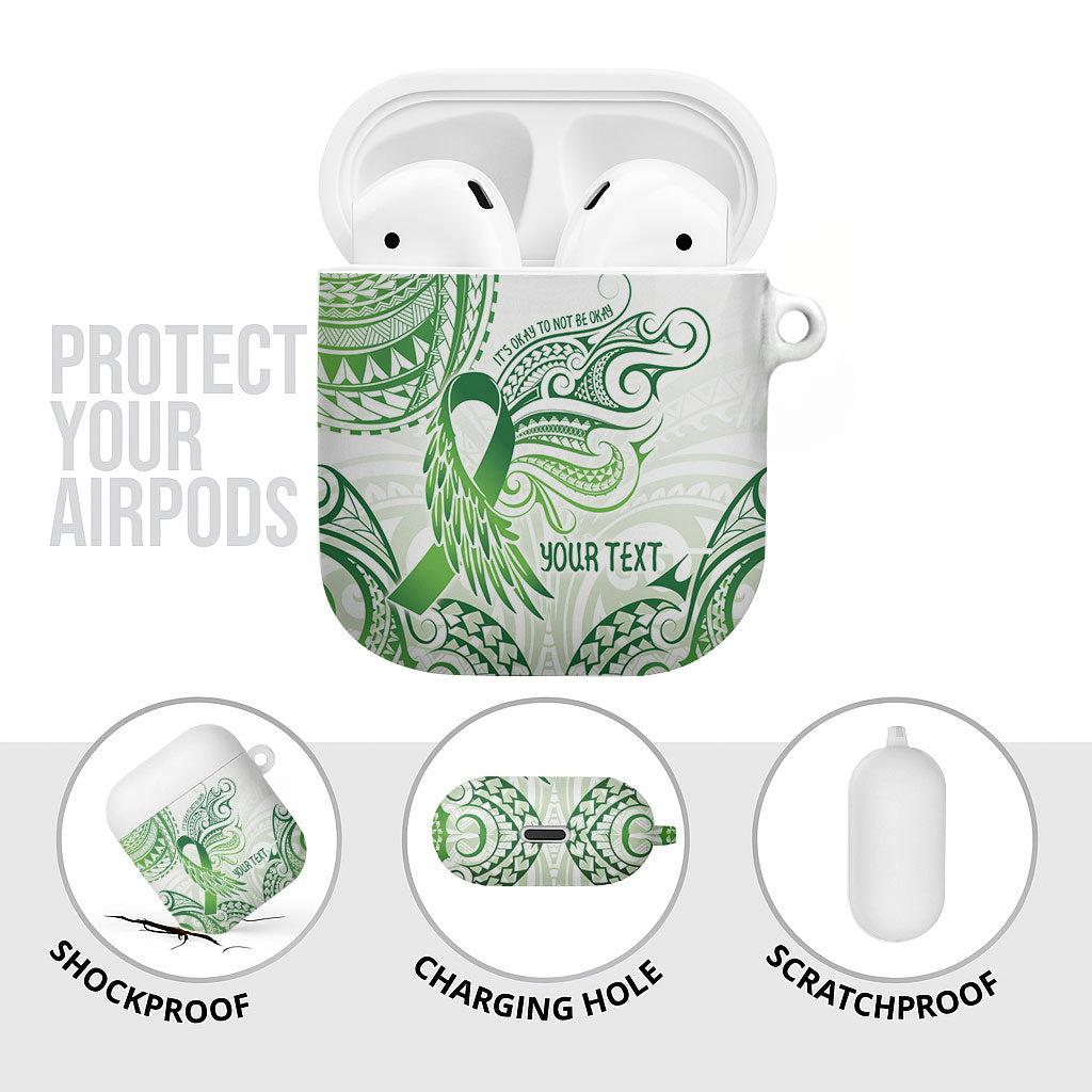 Its Okay Green Ribbon Personalised AirPods Case Polynesian Depression Support Hope And Healing