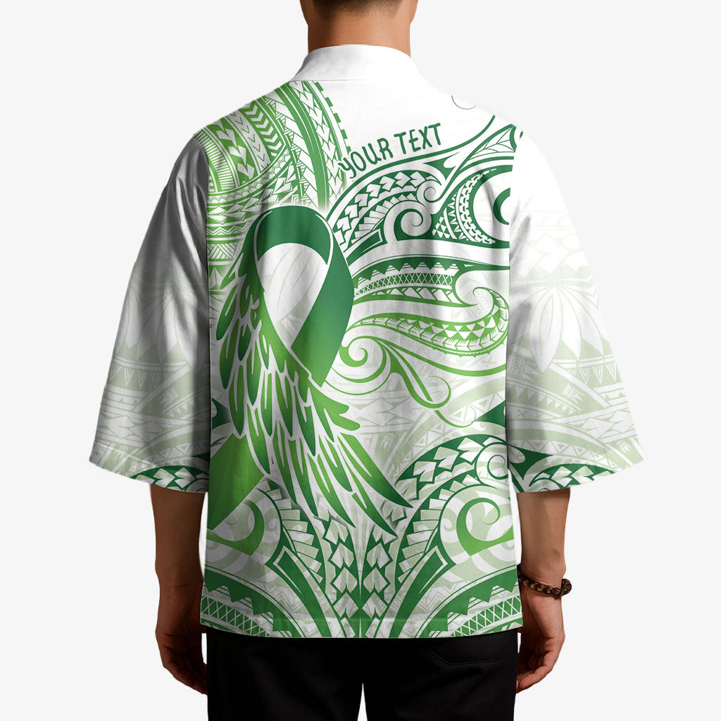 Its Okay Green Ribbon Personalised Kimono Polynesian Depression Support Hope And Healing