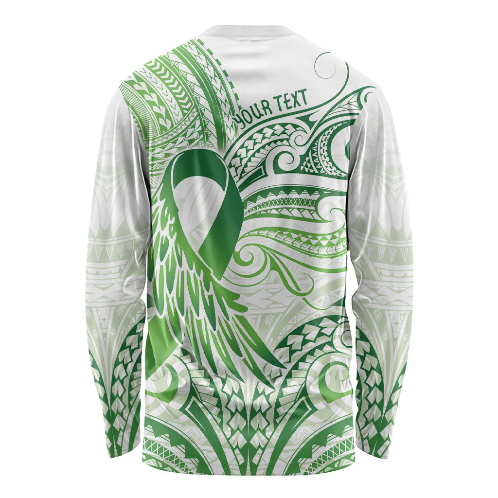 Its Okay Green Ribbon Personalised Long Sleeve Shirt Polynesian Depression Support Hope And Healing