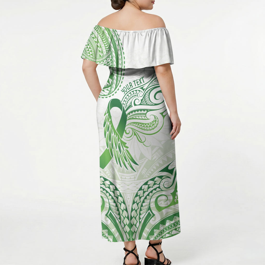 Its Okay Green Ribbon Personalised Off Shoulder Maxi Dress Polynesian Depression Support Hope And Healing