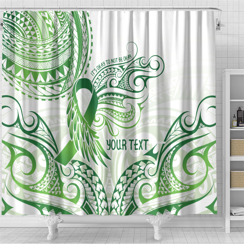 Its Okay Green Ribbon Personalised Shower Curtain Polynesian Depression Support Hope And Healing