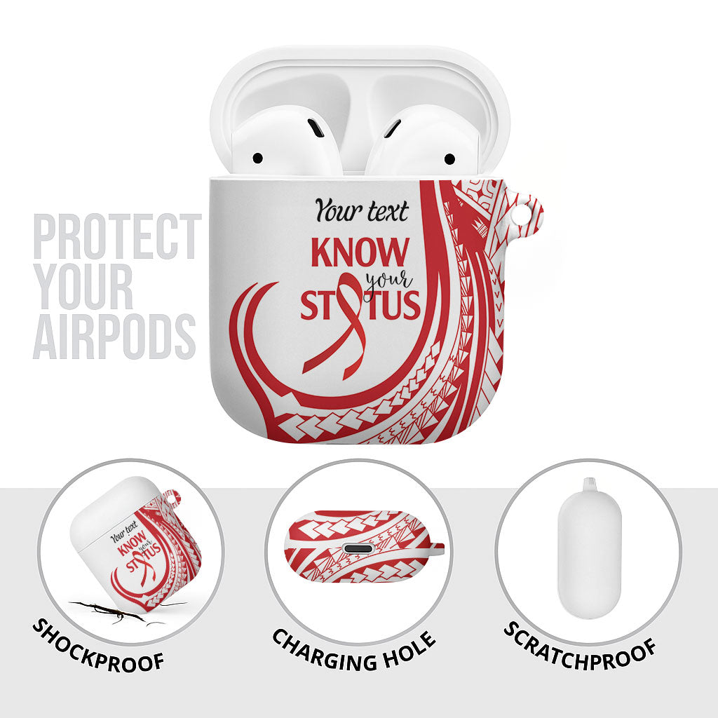 Know Your Status Red Ribbon Personalised AirPods Case Polynesian AIDS Support Red Ribbon Hope