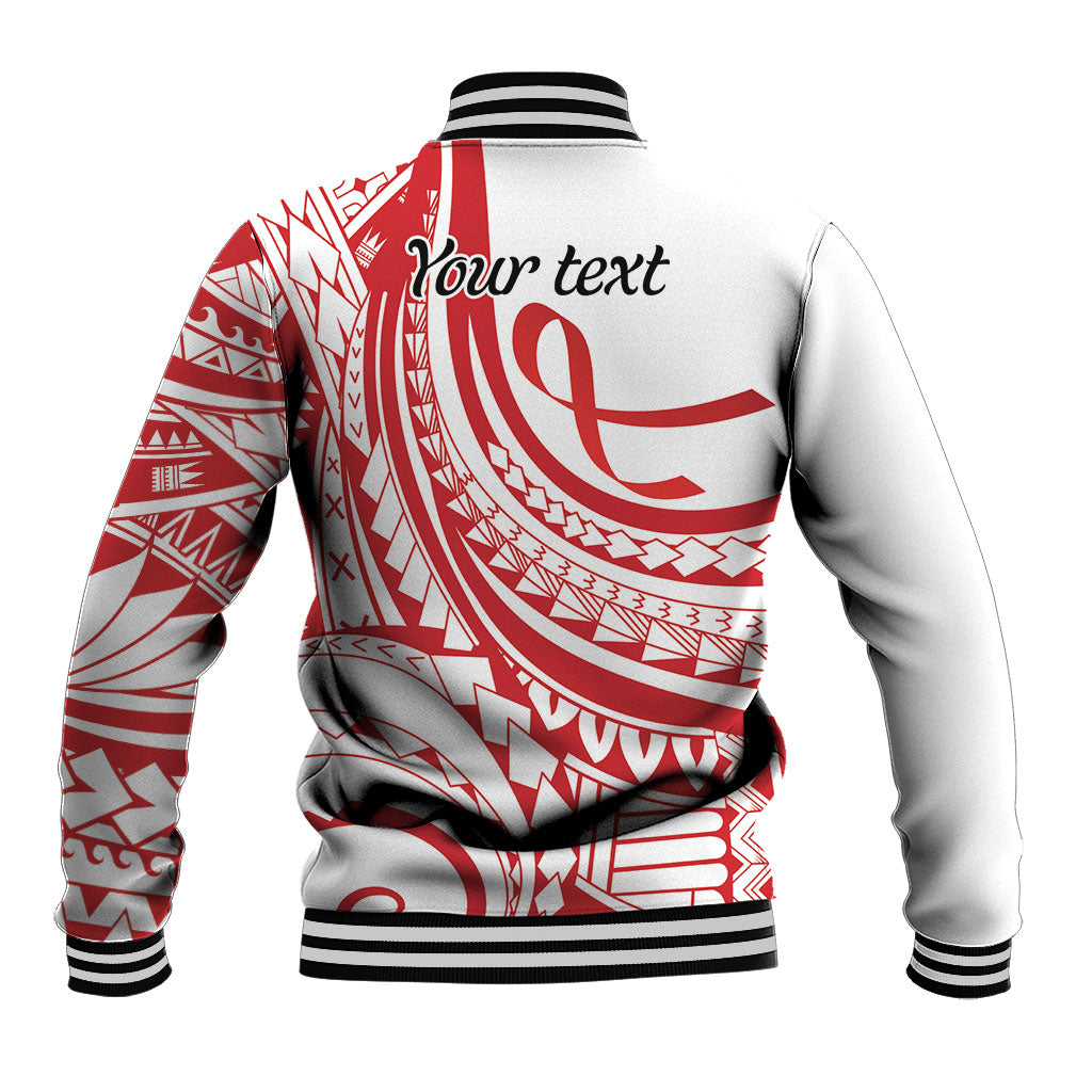 Know Your Status Red Ribbon Personalised Baseball Jacket Polynesian AIDS Support Red Ribbon Hope