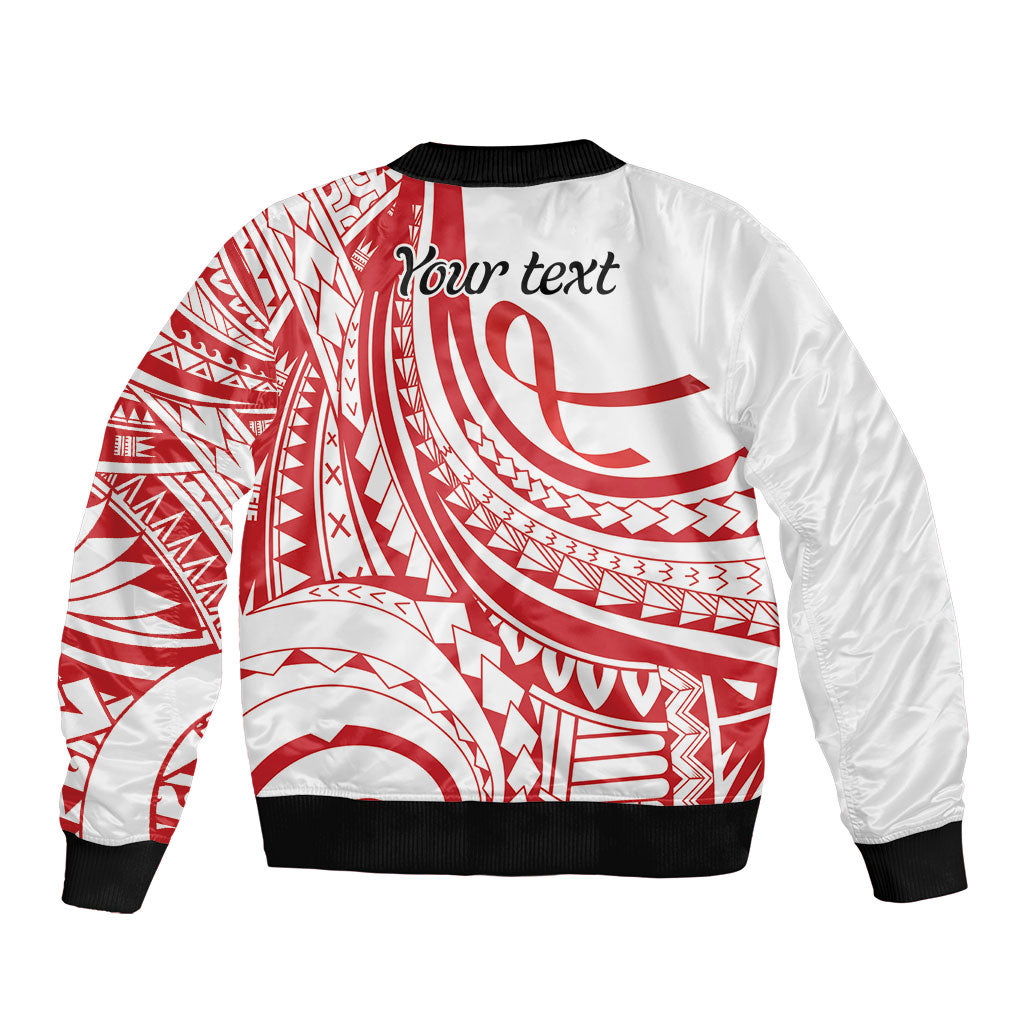 Know Your Status Red Ribbon Personalised Bomber Jacket Polynesian AIDS Support Red Ribbon Hope