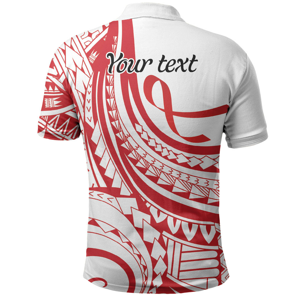 Know Your Status Red Ribbon Personalised Polo Shirt Polynesian AIDS Support Red Ribbon Hope