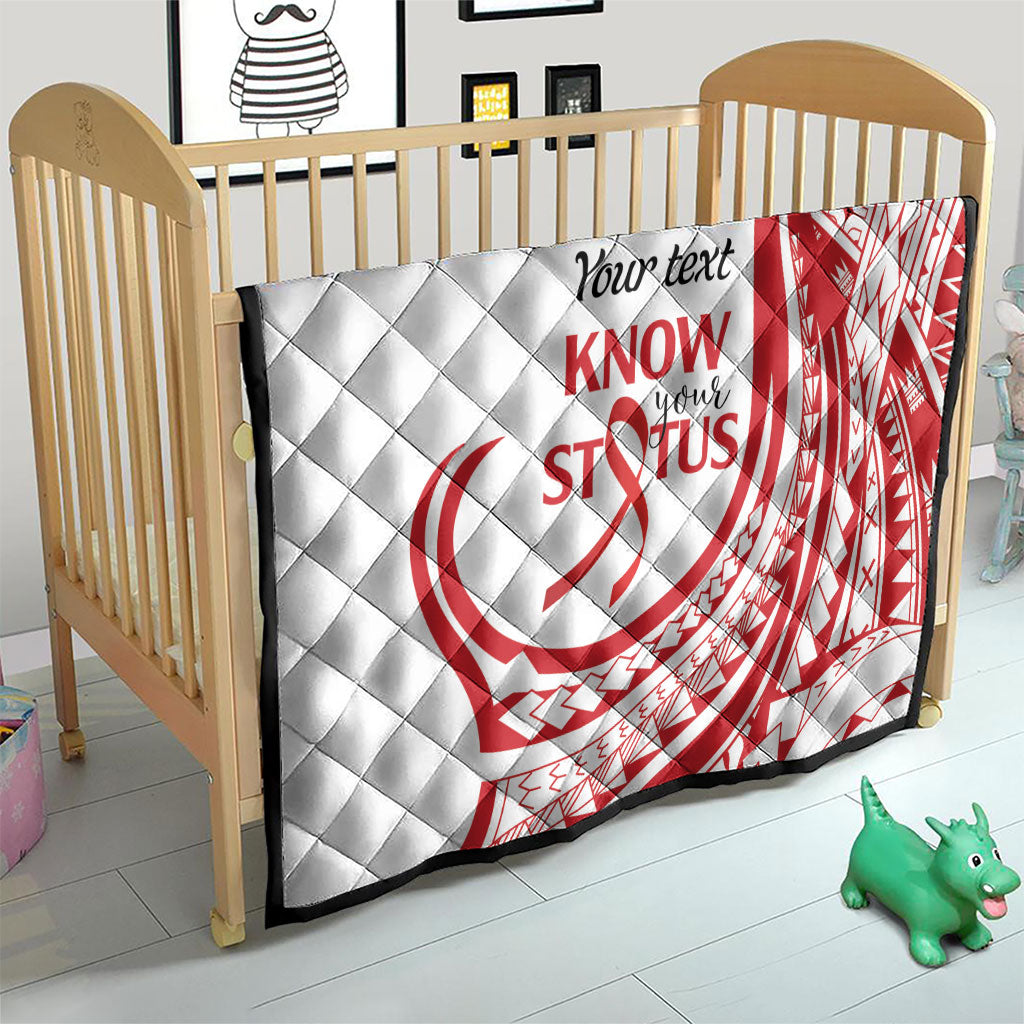 Know Your Status Red Ribbon Personalised Quilt Polynesian AIDS Support Red Ribbon Hope