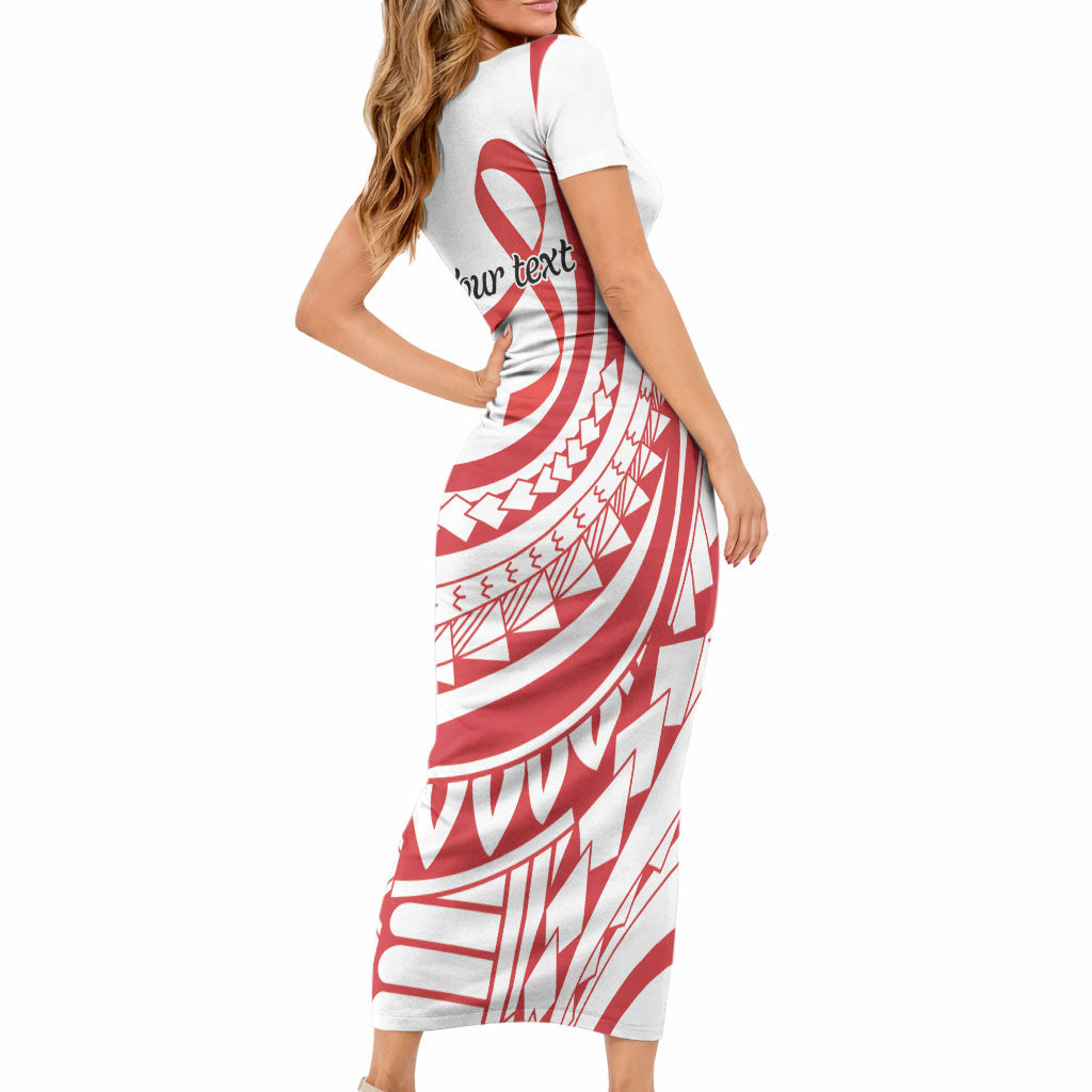 Know Your Status Red Ribbon Personalised Short Sleeve Bodycon Dress Polynesian AIDS Support Red Ribbon Hope