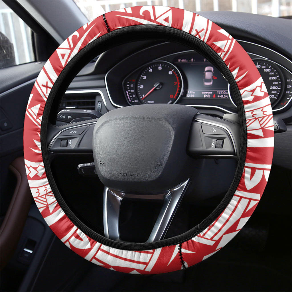 Know Your Status Red Ribbon Steering Wheel Cover Polynesian AIDS Support Red Ribbon Hope