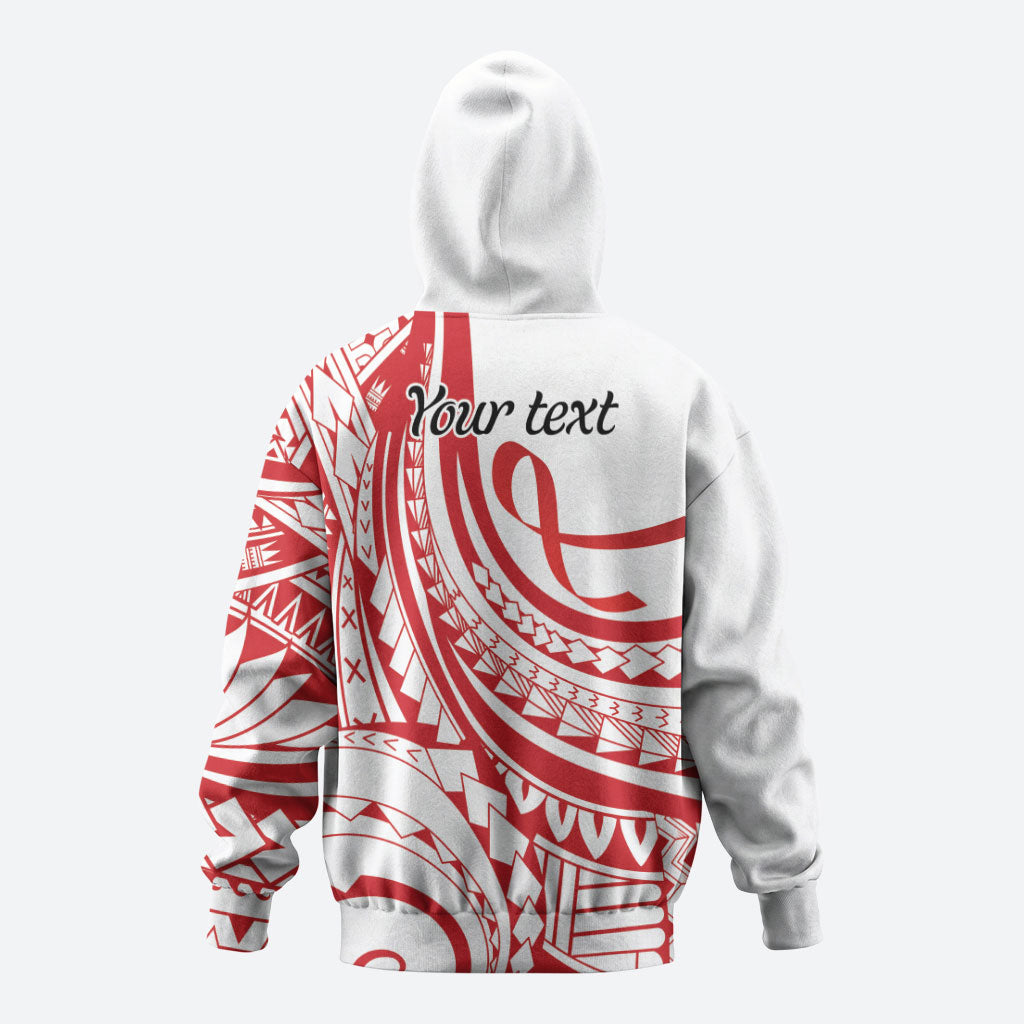 Know Your Status Red Ribbon Personalised Zip Hoodie Polynesian AIDS Support Red Ribbon Hope