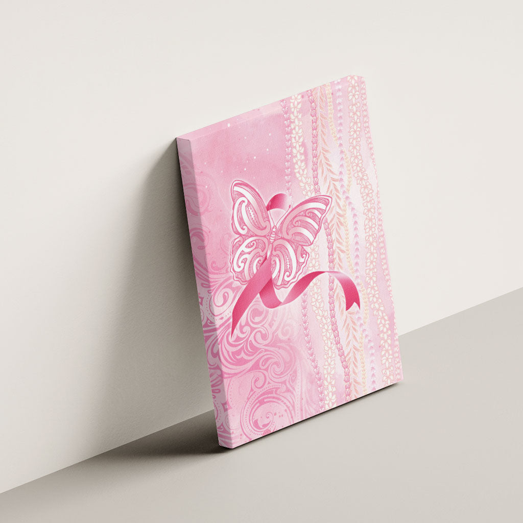 Hawaii Breast Cancer Support Canvas Wall Art Maile Pikake Lokelani Crown Flower Lei Inspired